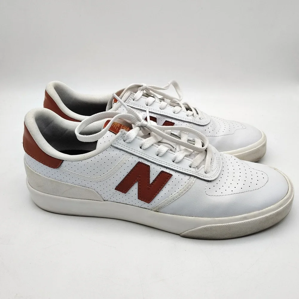 New Balance 272 Shoe Mens 10.5 Suede Leather Skate Low Top White and Brown